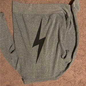 Aviator Nation Heather Gray zip up with Black Bolt